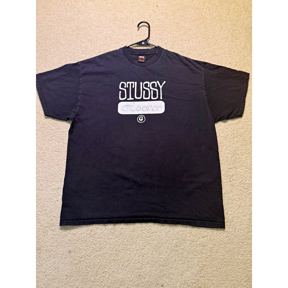 Vintage 2000s Stussy Hoover T Shirt XL Black Faded Classic Gear Y2K Mexico